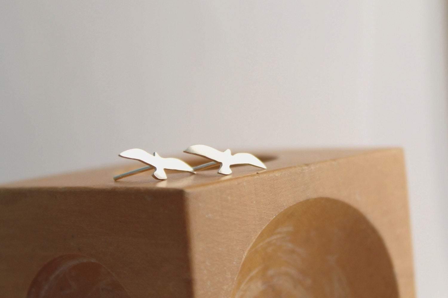 Silver Seagull Studs - Sweet November Jewelry