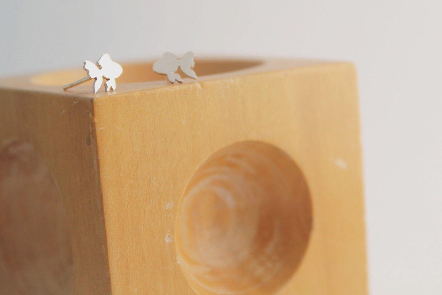 Sterling Silver Goldfish Stud Earrings - Sweet November Jewelry