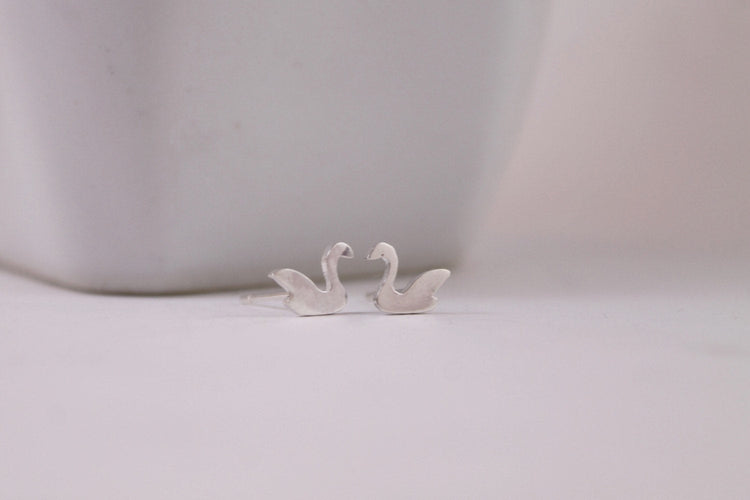 Silver Swan Earrings