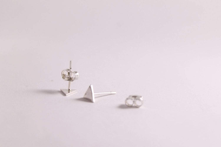 Small Silver Triangle Studs - Sweet November Jewelry