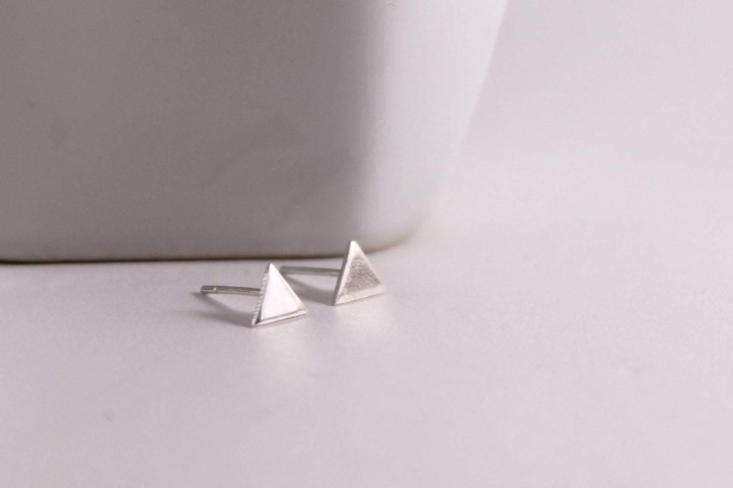 Small Silver Triangle Studs - Sweet November Jewelry