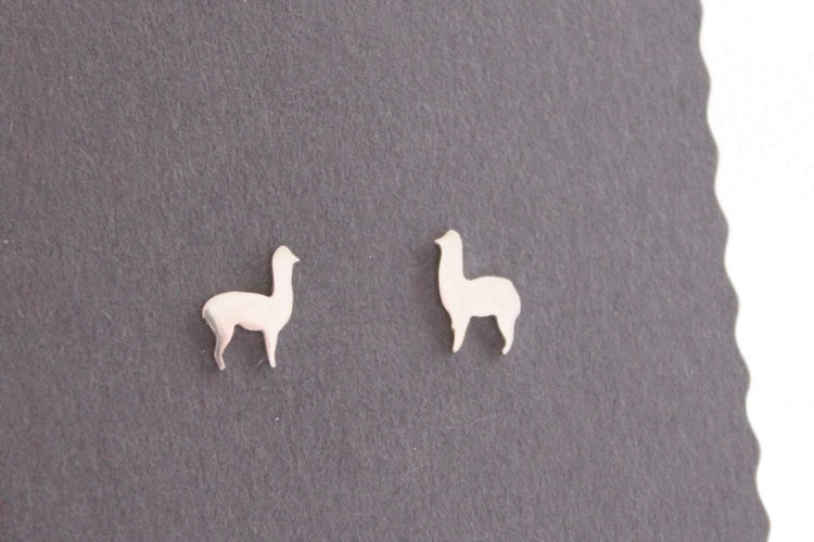 Llama Stud Earring Pair, Handmade from Sterling Silver - Sweet November Jewelry