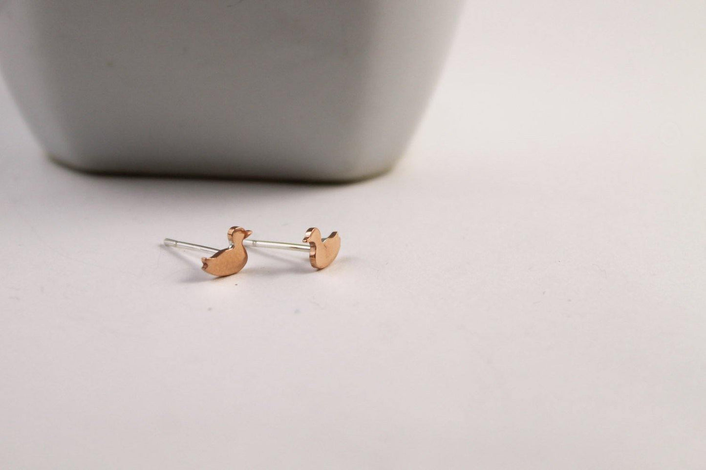 Copper Duck Stud Earrings - Sweet November Jewelry