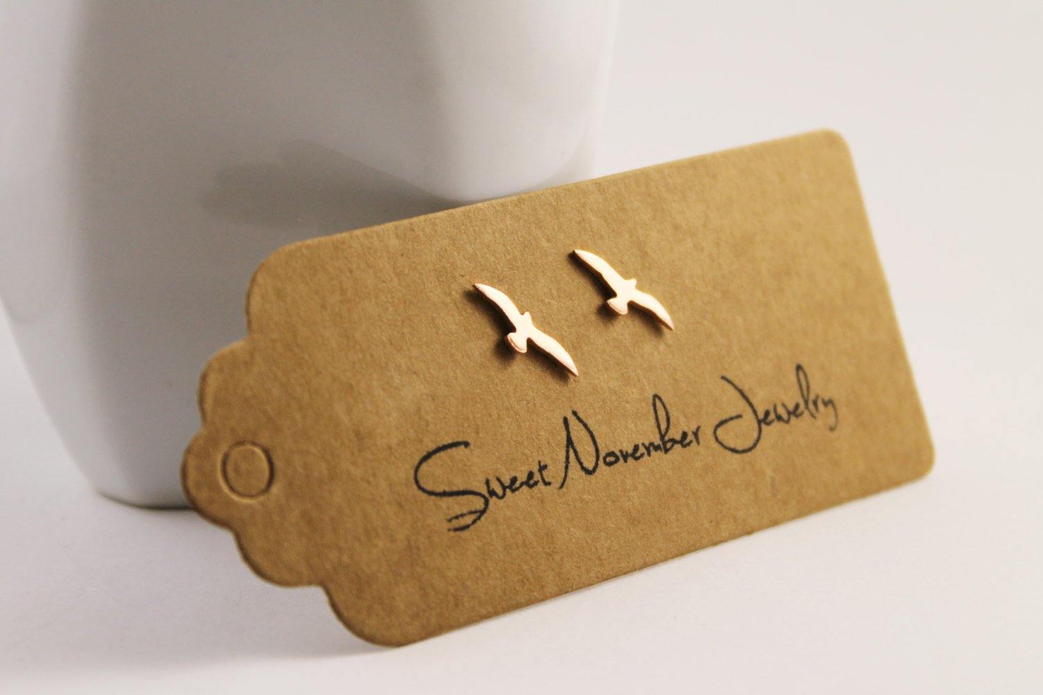 Copper Seagull Studs - Sweet November Jewelry