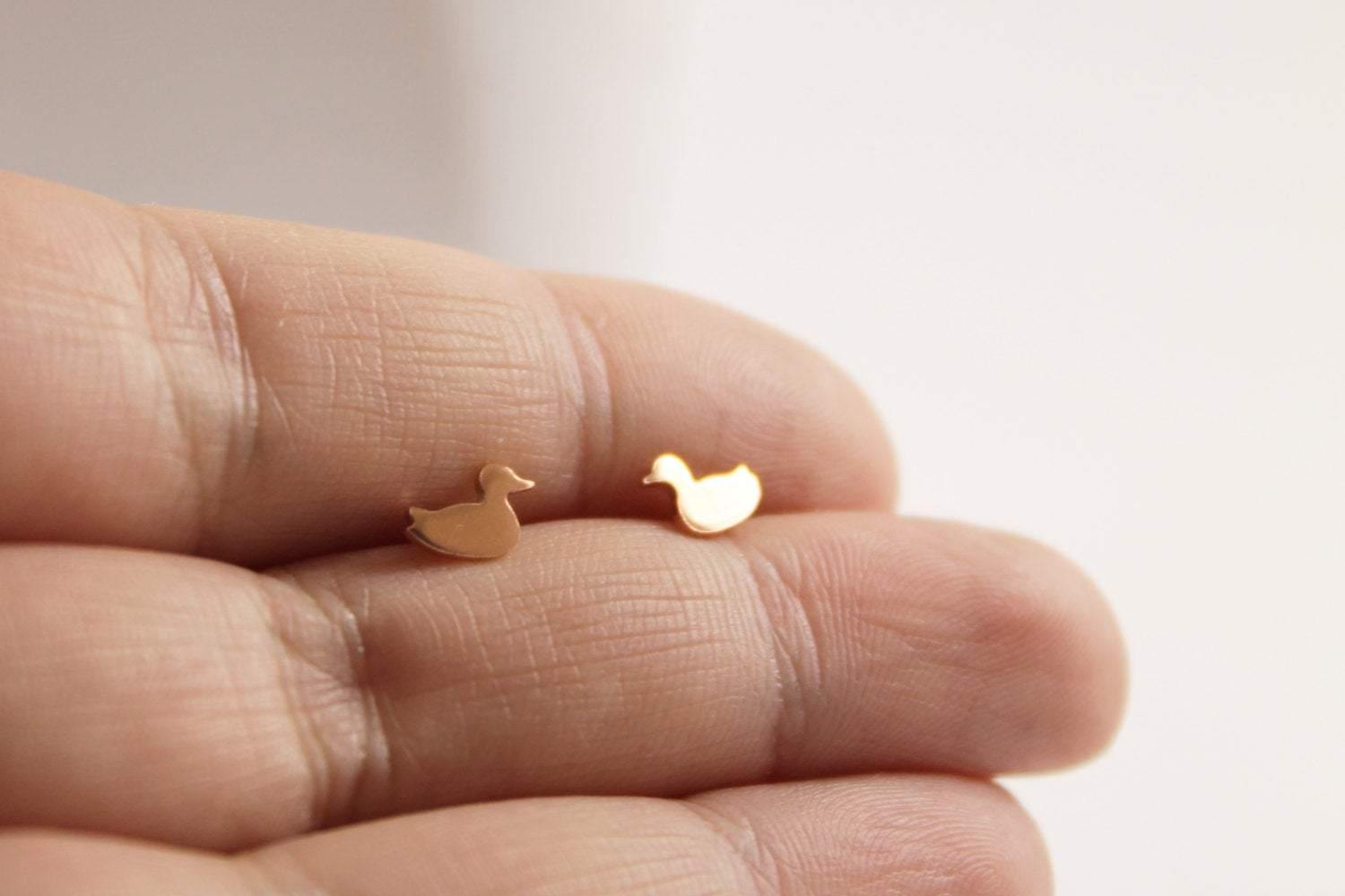 Copper Duck Stud Earrings - Sweet November Jewelry