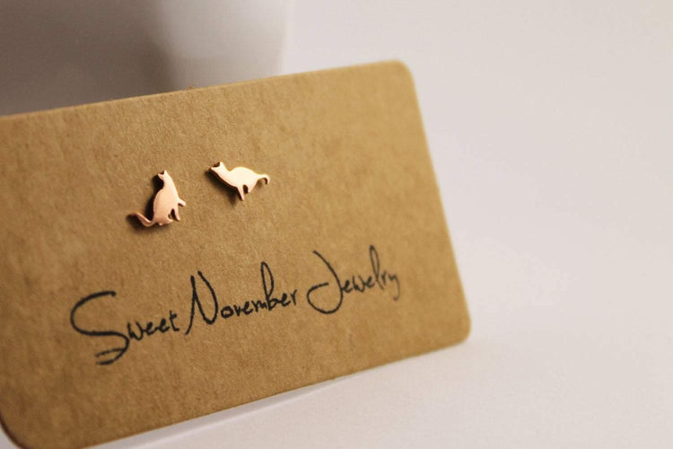 Copper Cat Studs - Sweet November Jewelry
