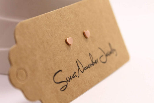 Tiny Copper Heart Studs - Sweet November Jewelry