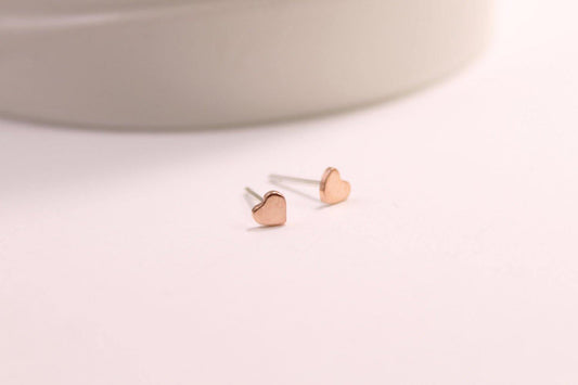 Tiny Copper Heart Studs - Sweet November Jewelry