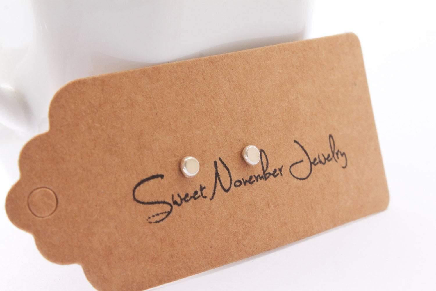 Organic Silver Dot Studs - Sweet November Jewelry