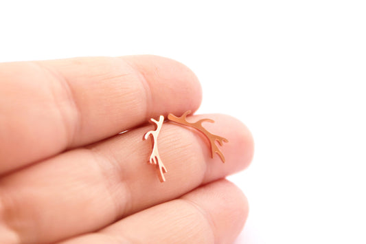 Rustic Copper Antler Studs