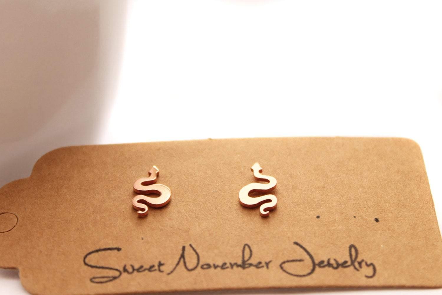 Copper Snake Studs - Sweet November Jewelry