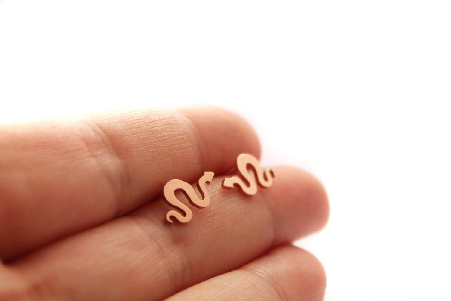 Copper Snake Studs - Sweet November Jewelry