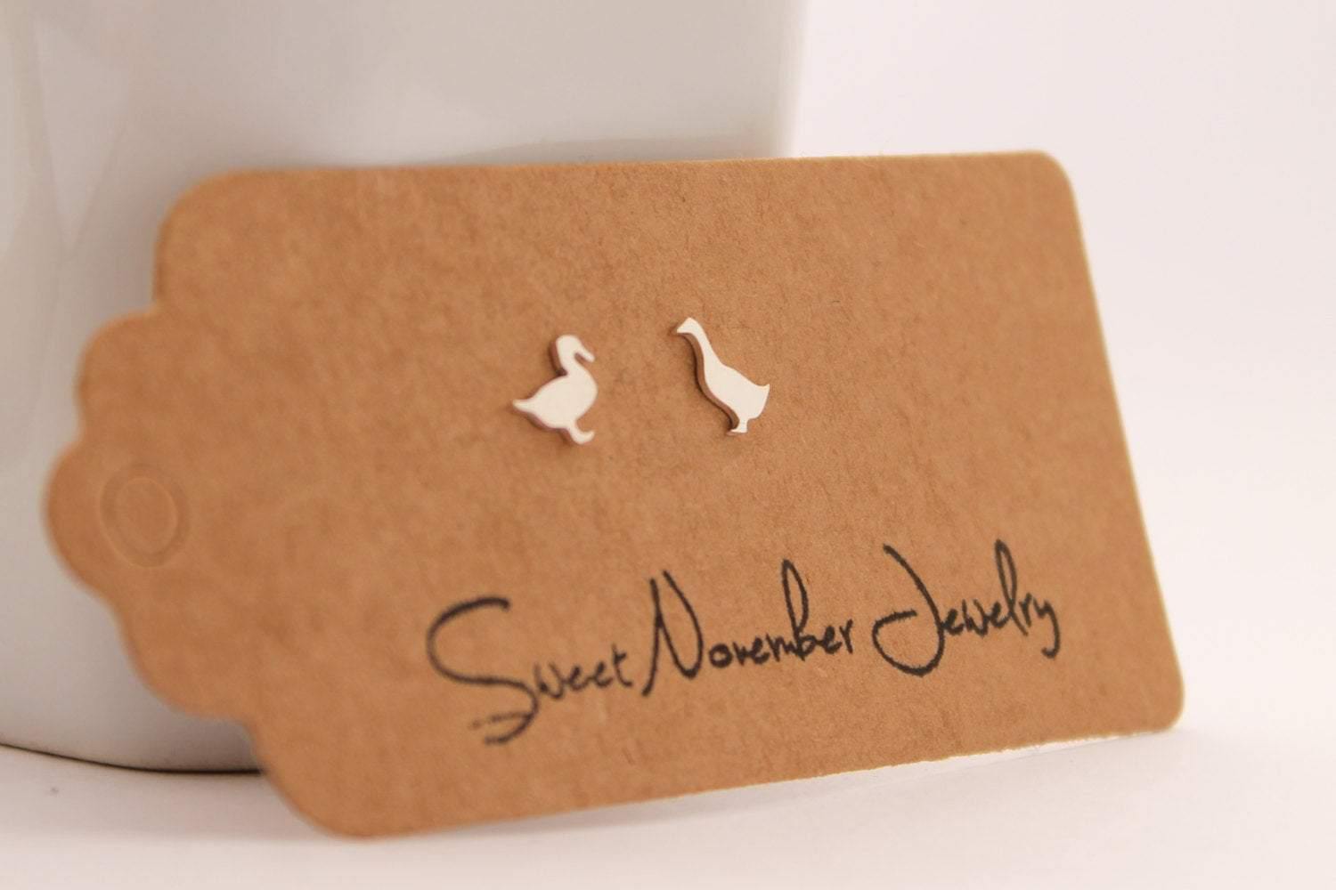 Pair of Mismatch Geese Stud Earrings - Sweet November Jewelry