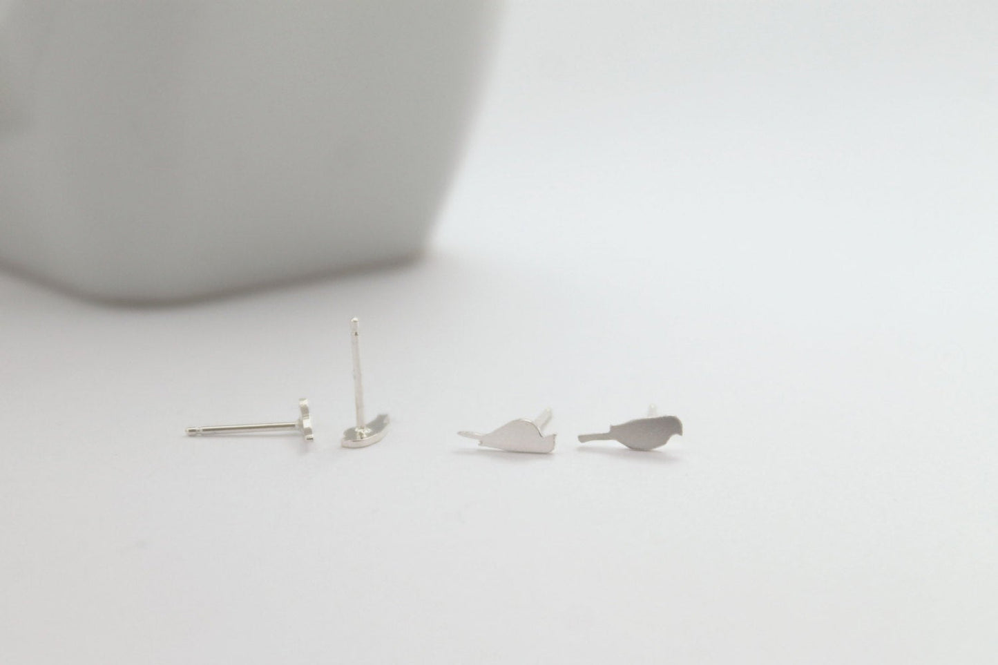 Tiny Bird Studs Set of Four 4 Sterling Silver Bird Earrings, Mismatched Studs, Bird Earrings,Bird Jewelry, Gift for Women, Small Earrings