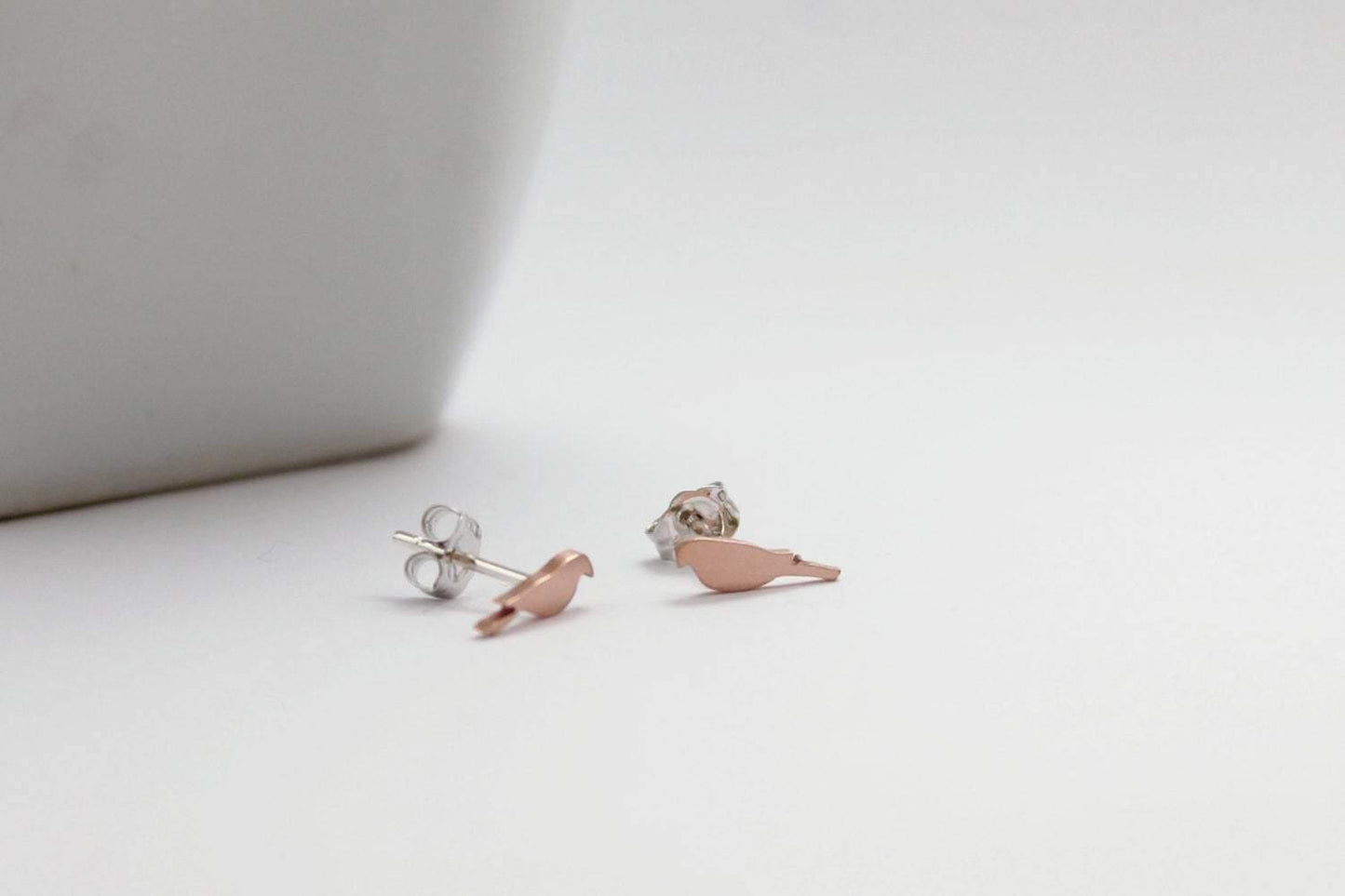 Little Copper Birdie Studs, Hand Crafted From Rich Copper, Sweet Bird Earrings - Sweet November Jewelry