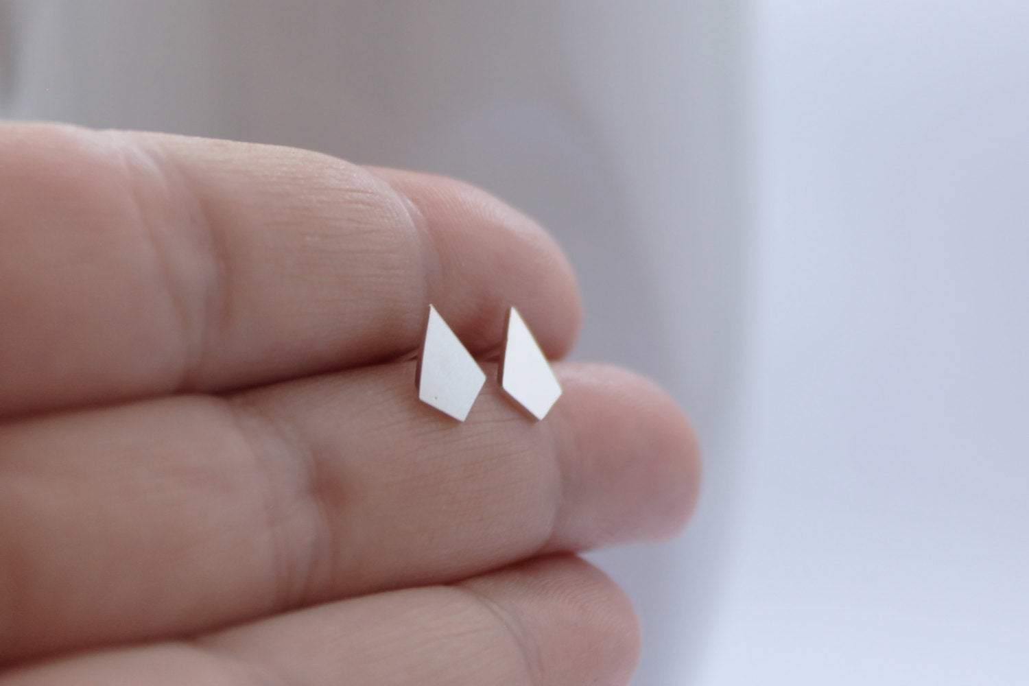 Long Diamond Silver studs - Sweet November Jewelry