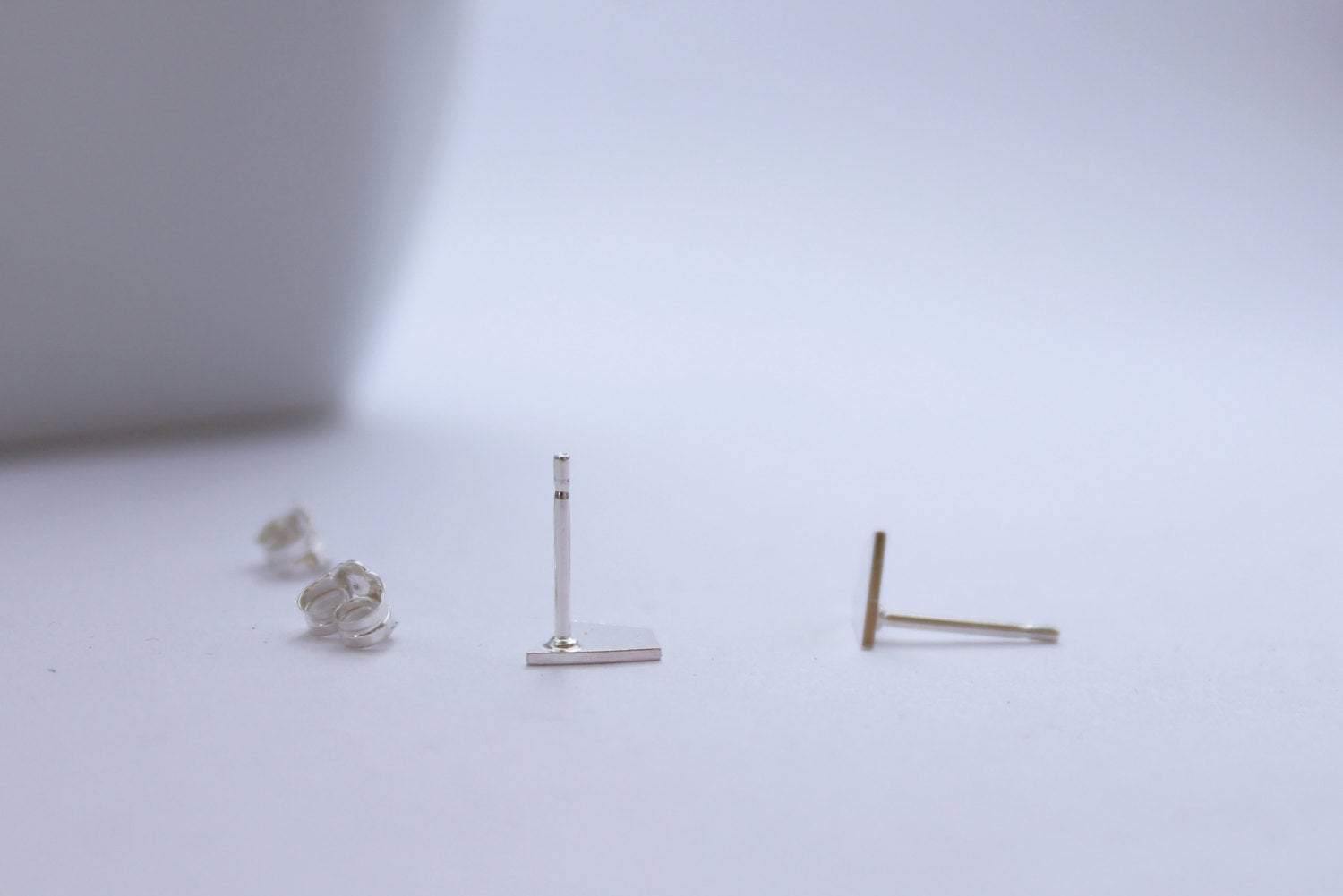 Long Diamond Silver studs - Sweet November Jewelry