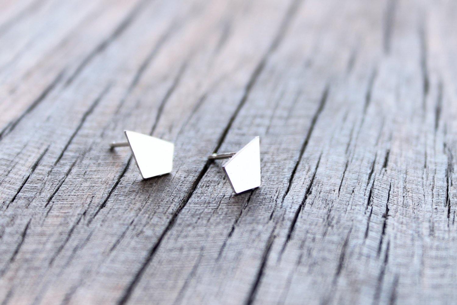 Long Diamond Silver studs - Sweet November Jewelry