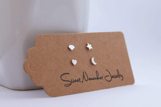Mismatched Shape Studs in Sterling Silver - Sweet November Jewelry